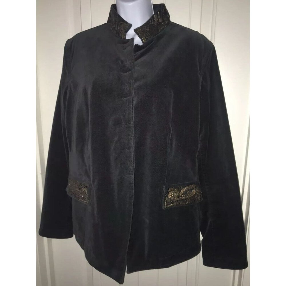 Peruvian Connection Bellamy Jacket Gray Velvet Em… - image 1